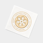 スノーフレークメリークリスマスハッピーホリデーカスタムズPe 箔ナプキン (左)