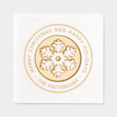 スノーフレークメリークリスマスハッピーホリデーカスタムズPe 箔ナプキン (正面)