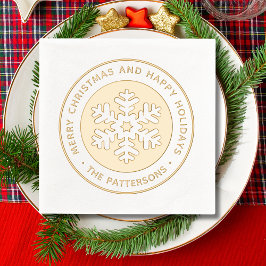 スノーフレークメリークリスマスハッピーホリデーカスタムズPe 箔ナプキン