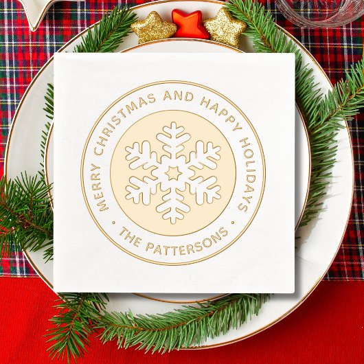 スノーフレークメリークリスマスハッピーホリデーカスタムズPe 箔ナプキン