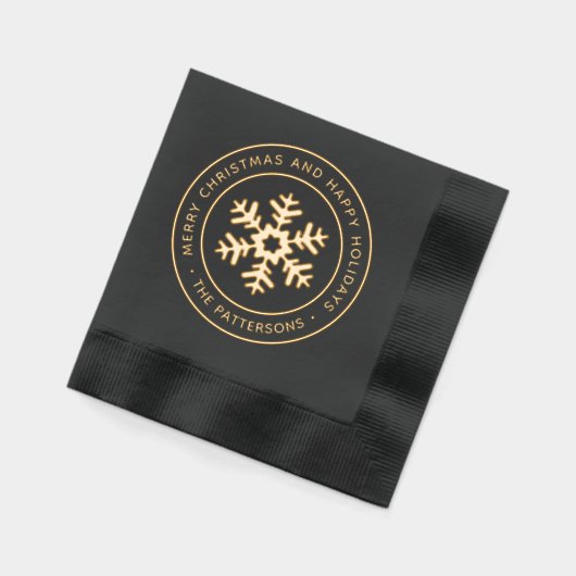 スノーフレークメリークリスマスハッピーホリデーズカスタム 箔ナプキン (左)
