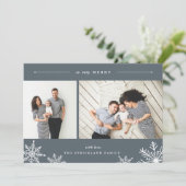 スノーフレークメリーホリデーフォトカード |石板 シーズンカード (スタンド正面)