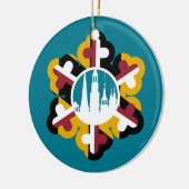 スノーフレークメリーランド州旗クラスター化スパイアオーナメント セラミックオーナメント (左)