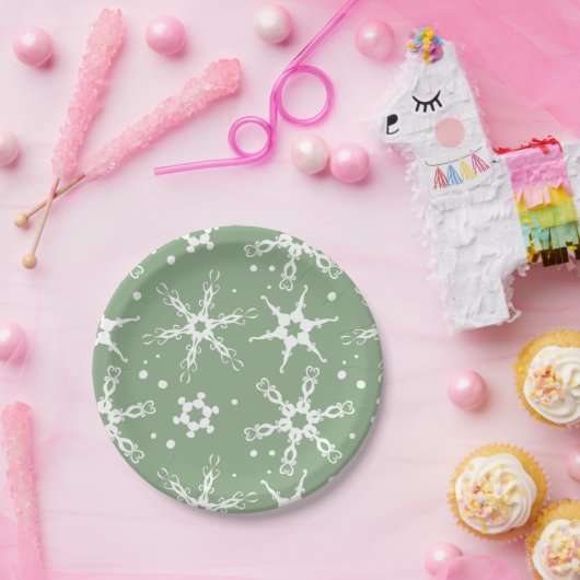 スノーフレークモダンウィンターホリデー紙プレート ペーパープレート (パーティー)