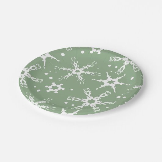 スノーフレークモダンウィンターホリデー紙プレート ペーパープレート (アングル)