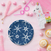 スノーフレークモダンウィンターホリデー紙プレート ペーパープレート (パーティー)