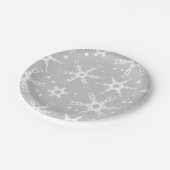 スノーフレークモダンウィンターホリデー紙プレート ペーパープレート (アングル)