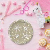 スノーフレークモダンウィンターホリデー紙プレート ペーパープレート (パーティー)