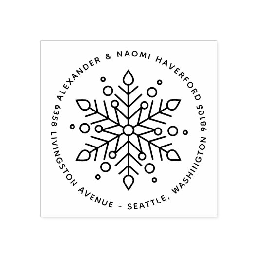 スノーフレークモダンクリスマス差出人住所 ラバースタンプ (インプリント)
