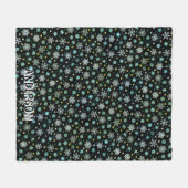 スノーフレークモダンシックエレガントブラック名前をカスタムする フリースブランケット (正面(横))