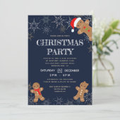 スノーフレークモダンネイビーのクリスマスパーティー 招待状 (スタンド正面)