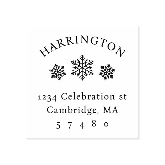 スノーフレークモダンファミリーウィンター差出人住所 ラバースタンプ (インプリント)