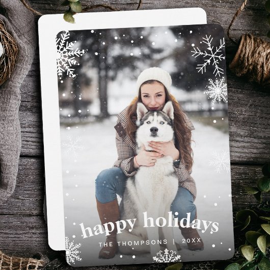 スノーフレークモダンファミリークリスマス2024写真 シーズンカード