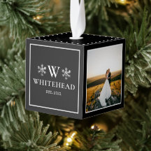 スノーフレークモノグラム結婚したフォトブラック