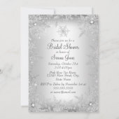 スノーフレークモノグラム結婚ズケーキブライダルシャワー 招待状 (裏面)