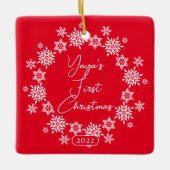スノーフレークヤヤの初めてのクリスマスセラミックオーナメント セラミックオーナメント (正面)
