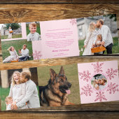 スノーフレークユニークピンクグラム7枚数々の写真 三つ折りクリスマスカード