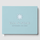 スノーフレークライトブルーシルバーウィンターウェディング ゲストブック (正面)