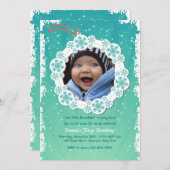 スノーフレークラベルフォト招待状 招待状 (正面/裏面)