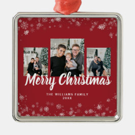 スノーフレークレッドオーナメント メタルオーナメント