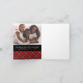 スノーフレークレッドブラックプレイドフォトクリスマスカード シーズンカード (内部)