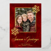 スノーフレークレッドベルベットフォト季節のごあいさつ 箔シーズンカード (正面)