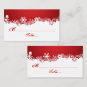 スノーフレークレッドホワイト冬座席表 プレイスカード (正面/裏面)