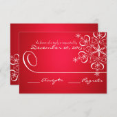 スノーフレークレッド2エレガンスレスポンスカード 出欠カード (正面/裏面)