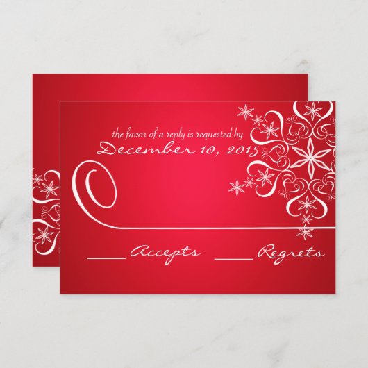 スノーフレークレッド2エレガンスレスポンスカード 出欠カード (正面/裏面)