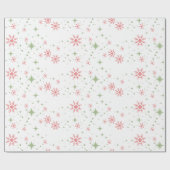 スノーフレークレッド&グリーン ラッピングペーパー (フラット)