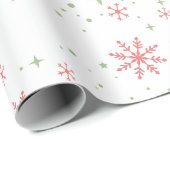スノーフレークレッド&グリーン ラッピングペーパー (ロールコーナー)