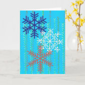 スノーフレークレトロスタイルインブルークリスマスカード カード (黄色い花)