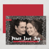 スノーフレークレースフレームホリデーフォト シーズンカード (正面/裏面)