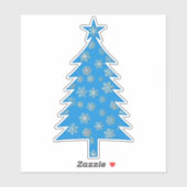 スノーフレーク付きスカイブルークリスマスツリーステッカー シール (シート)