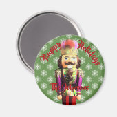 スノーフレーク付きナツクラッカー名前をカスタムする マグネット (正面/裏面)