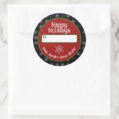 スノーフレーク付きビジネスホリデーステッカー ラウンドシール (バッグ)