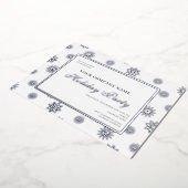 スノーフレーク企業のクリスマスオフィスホリデーパーティー 箔招待状 (回転した状態)