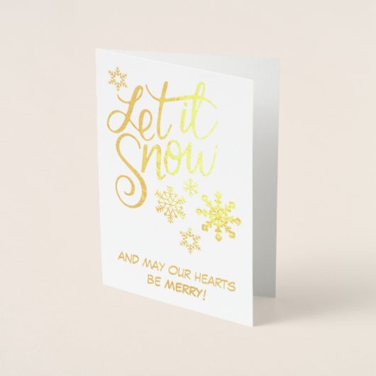 スノーフレーク写真ゴールドフォイルクリスマスカード 箔カード (正面)
