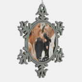 スノーフレーク写真フレームクリスマスパーソナライズされた スノーフレークピューターオーナメント (左)