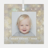 スノーフレーク写真 ガラスオーナメント (正面)