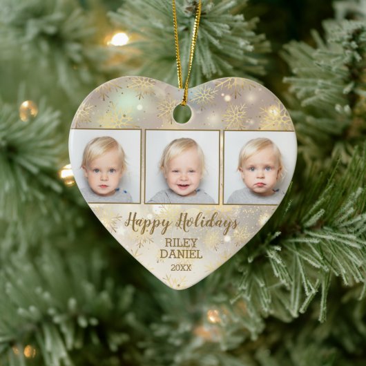 スノーフレーク写真 セラミックオーナメント (ツリー)