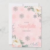 スノーフレーク冬のフローラ女の子ベビーシャワー 招待状 (裏面)