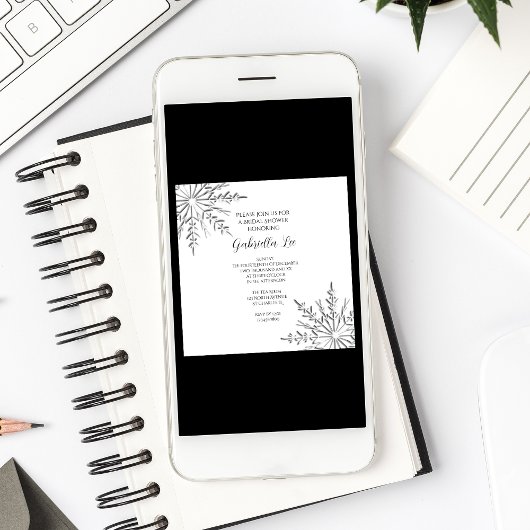 スノーフレーク冬のブライダルシャワーへの招待 招待状