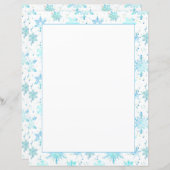 スノーフレーク冬のホリデーブルーウォーターカラーレター (正面/裏面)