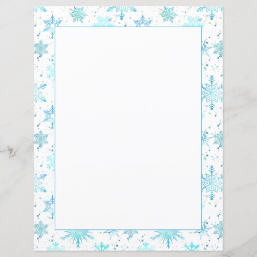 スノーフレーク冬のホリデーブルーウォーターカラーレター (正面)