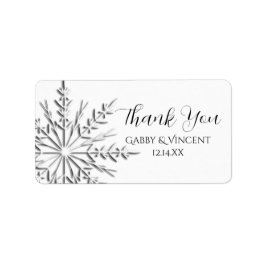 スノーフレーク冬の結婚式ありがとうメッセージカード ラベル