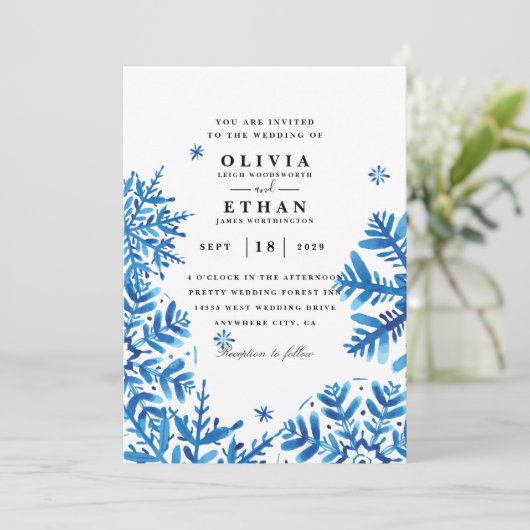 スノーフレーク冬の結婚式の招待状 招待状 (スタンド正面)