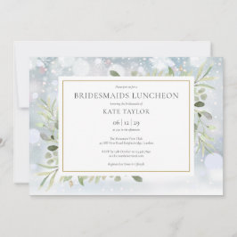 スノーフレーク冬の緑の花嫁の昼食会 招待状
