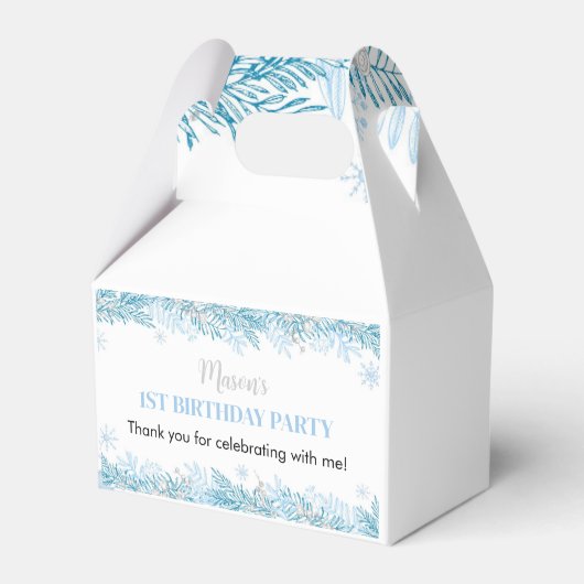 スノーフレーク冬の誕生日パーティーのお願いボックス フェイバーボックス (裏面サイド)