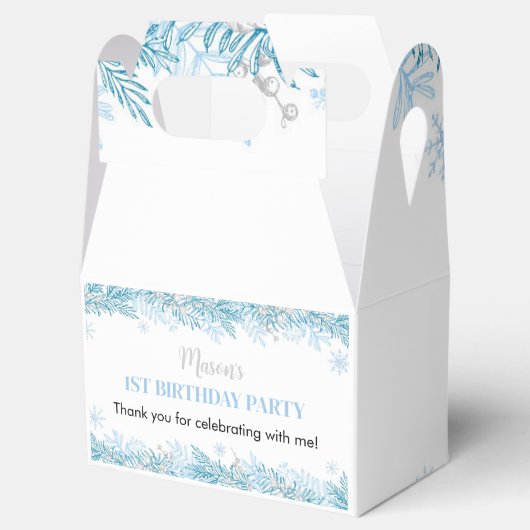 スノーフレーク冬の誕生日パーティーのお願いボックス フェイバーボックス (オープン)